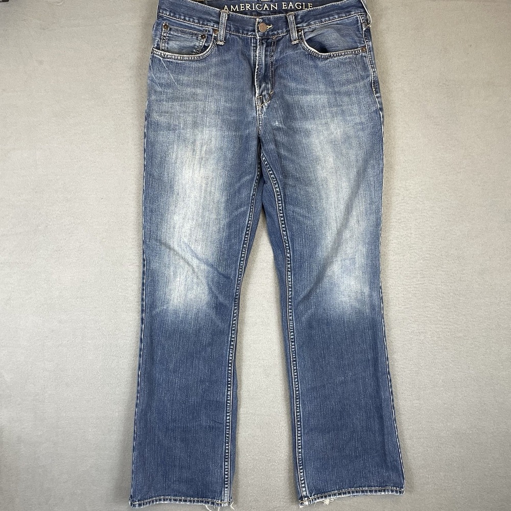 American Eagle Men's Jeans 34x34 Blue Relaxed Bootcut Medium Wash Y2K